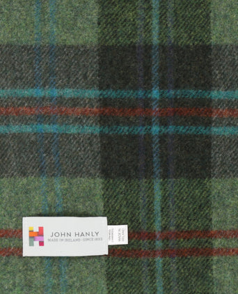 Long Lambswool Check Scarf | Green Red Overcheck Plaid