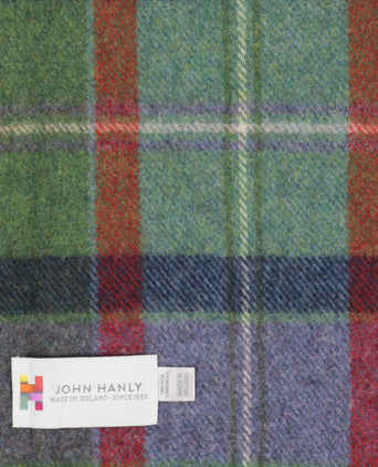 Long Lambswool Checkered Scarf | Purple Green Navy Check