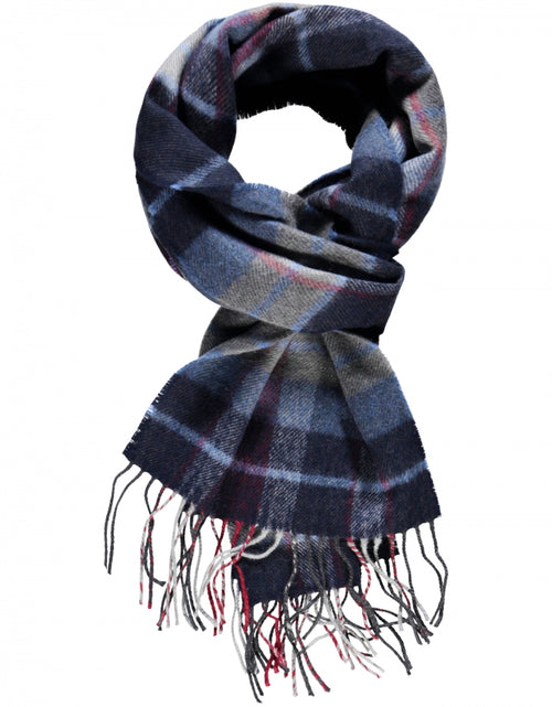 Merino Luxury Wool Scarf | Navy Wine Denim Check