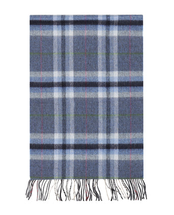 Merino Luxery Wool Scarf | Denim Gray Plaid