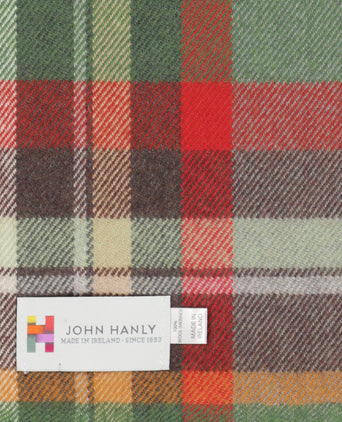 Merino Luxury Wool Scarf | Green Rust Orange Brown Check