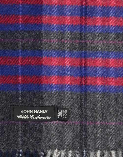 Wool Cashmere Scarf | Gray Blue Red Check