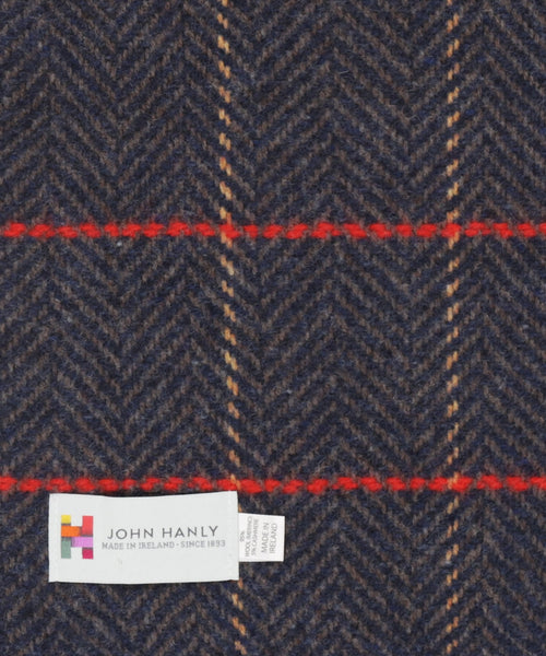 Cashmere Merino Scarf | Denim with Beige Red Windowpane