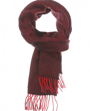Cashmere Merino Scarf | Red Burgundy Herringbone
