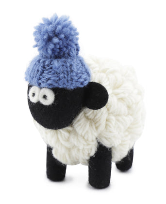 Knitted Sheep with Hat | Denim Blue