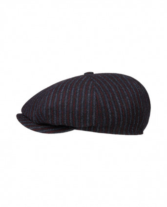 Stetson 8-Panel Cap Woolen Stripe | Navy Blauw