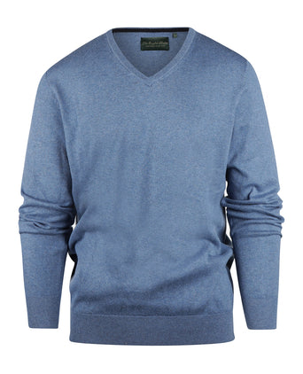 Sweater V-Neck Cotton/Cashmere | Blue
