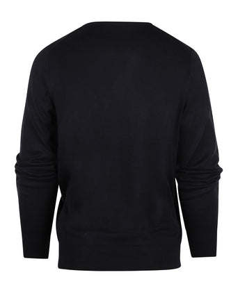 Sweater V-Neck Cotton/Cashmere | Navy Blue
