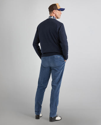 Sweater V-Neck Cotton/Cashmere | Navy Blue