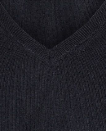 Sweater V-Neck Cotton/Cashmere | Navy Blue