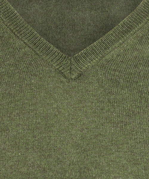 Sweater V-Neck Cotton/Cashmere | Green