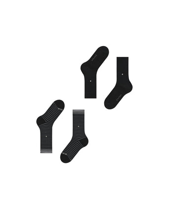 Burlington Sok Everyday Stripe 2-pack | Zwart