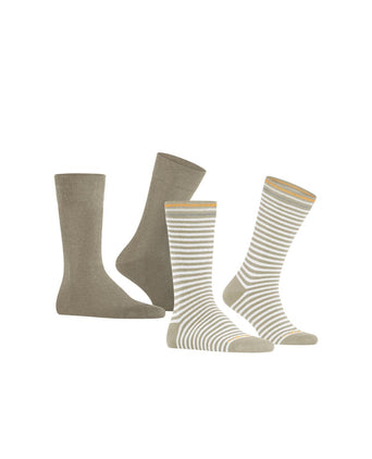 Burlington Sock Everyday Stripe 2-pack | Brown