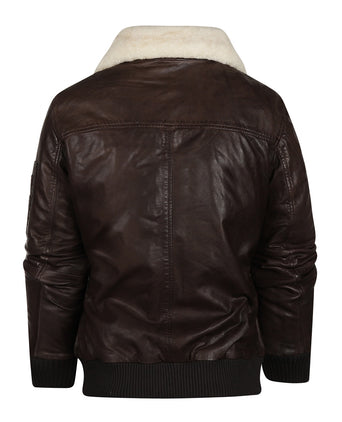 Leather Pilot Jacket | Brown