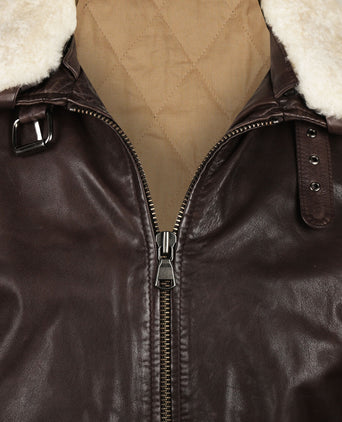 Leather Pilot Jacket | Brown