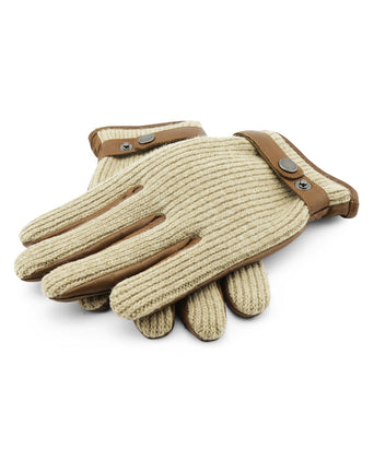 Glove Wool with Leather Rally | Brown