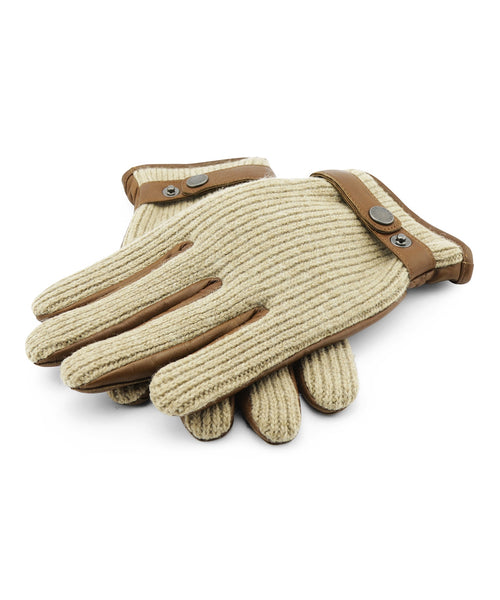 Glove Wool with Leather Rally | Brown