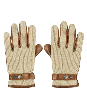 Glove Wool with Leather Rally | Brown