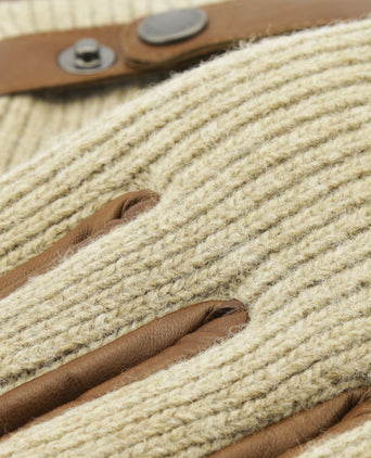 Glove Wool with Leather Rally | Brown