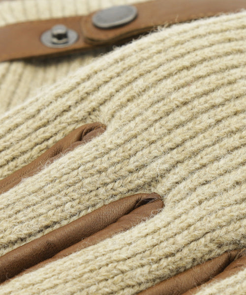 Glove Wool with Leather Rally | Brown