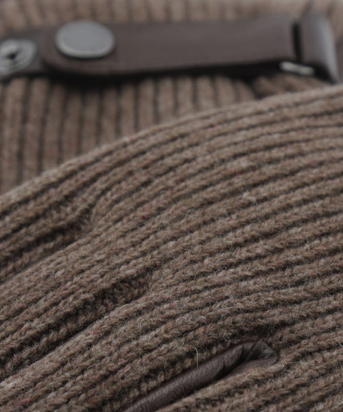 Glove Wool with Leather Rally | Brown