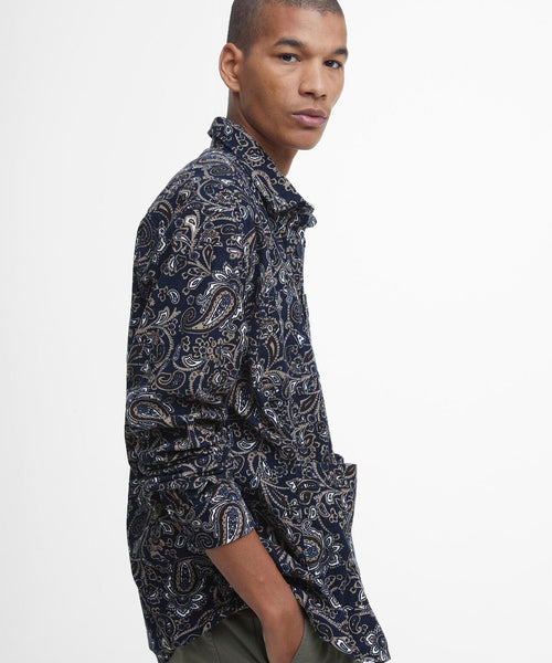 Barbour Brignall Printed Corduroy Overshirt | Navy Blue