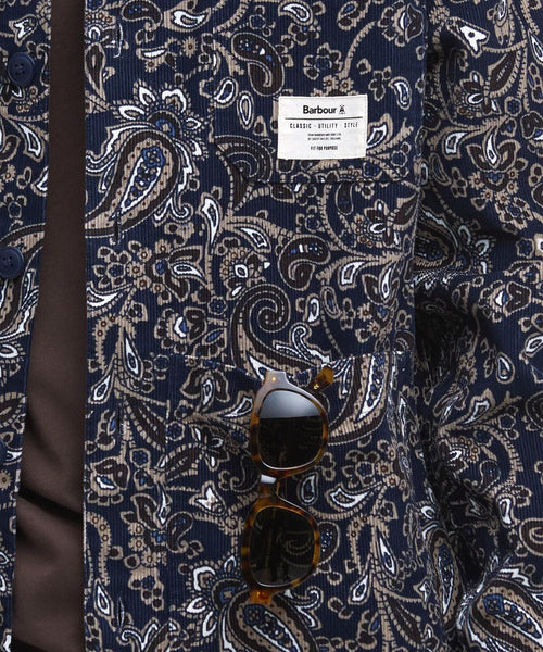 Barbour Brignall Printed Corduroy Overshirt | Navy Blue