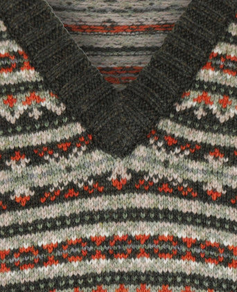Alan Paine Fairisle Slipover | Green