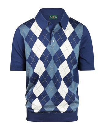 Argyle Polo Short Sleeve | Navy Blue
