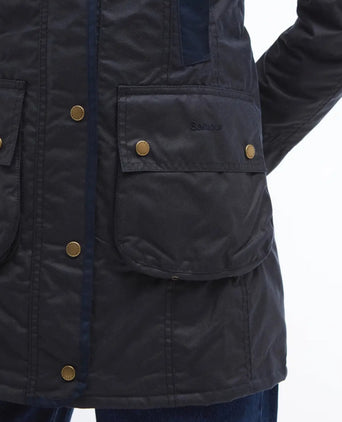 Barbour Bower Wax Jacket Dames | Navy Blauw