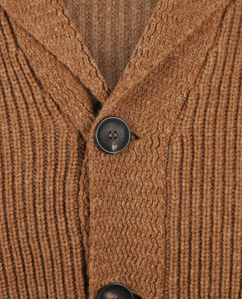 William Lockie Cardigan Jamie Shawl Collar | Camel
