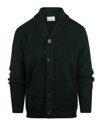 William Lockie Cardigan Jamie Shawl Collar | Tartan Green