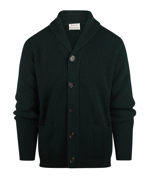 William Lockie Cardigan Jamie Shawl Collar | Tartan Green
