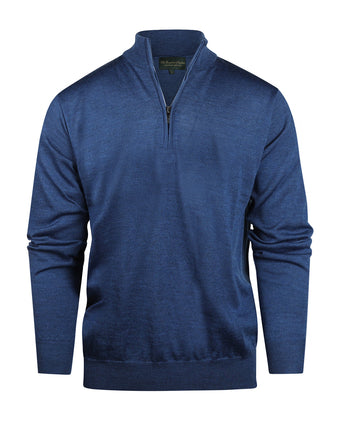 Merino wool zip collar sweater | Blue