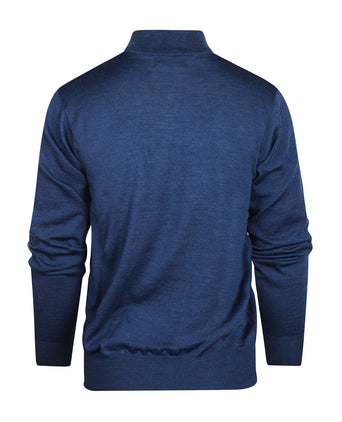 Pullover Merinowol ritskraag | Blauw