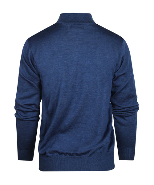 Pullover Merinowol ritskraag | Blauw