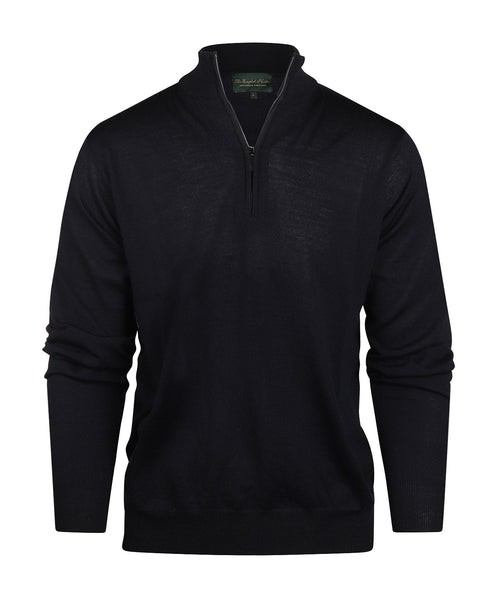 Pullover Merino wool zip collar | Navy