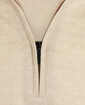Pullover Merinowol ritskraag | Beige
