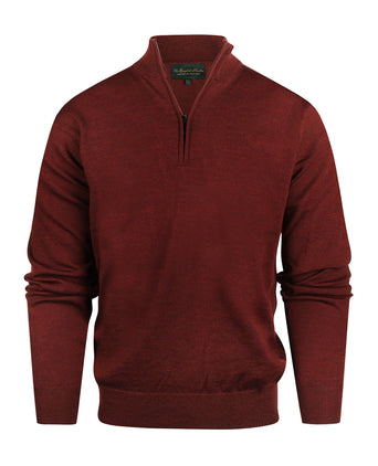 Merino wool sweater with zip collar | Bordeaux