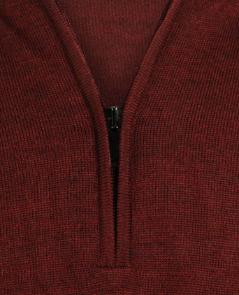 Merino wool sweater with zip collar | Bordeaux