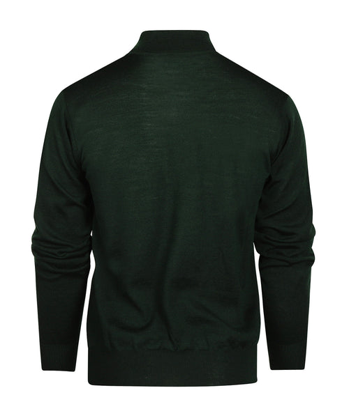 Merino wool sweater with zip collar | Green