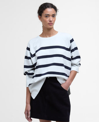 Delaney Striped Sweatshirt | White