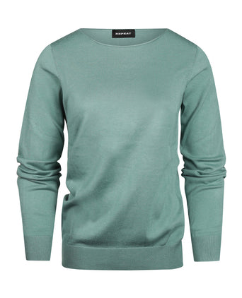 Basic ladies pullover cotton mix | Green