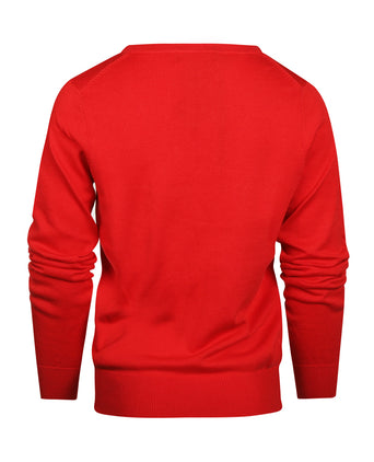 Basic Women's V-neck Sweater Cotton Mix | Red