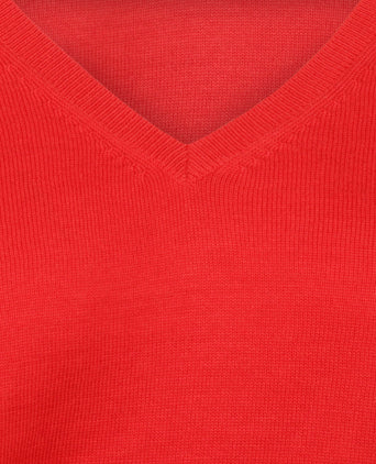 Basic Women's V-neck Sweater Cotton Mix | Red