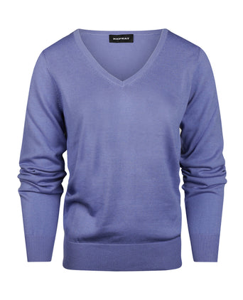 Basic Women's V-neck Sweater Cotton Blend | Purple