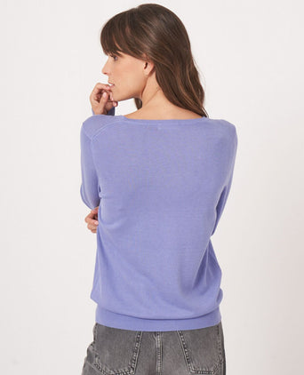 Basic Women's V-neck Sweater Cotton Blend | Purple