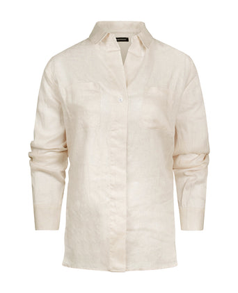 Repeat Linen Ladies Blouse | Beige