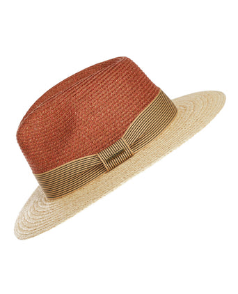 Twotone Toyo Traveller Raffia Hat | Brown