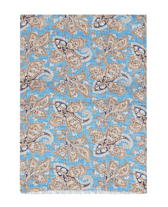 Zijden Sjaal met Paisleyprint | Blauw